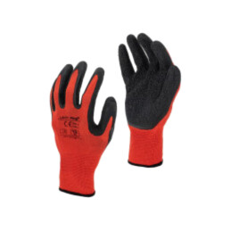 Mănuşi de protecţie; Dimensiune: 9; roşu-negru; latex,poliester
