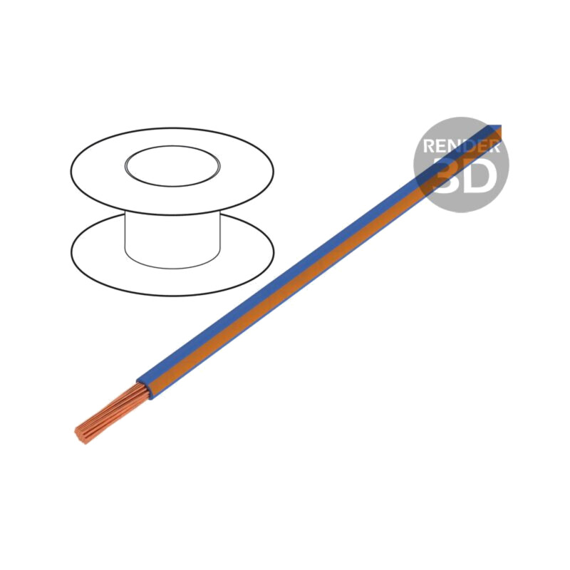 Cablu; H05V-K,LgY; litat; Cu; 1,5mm2; PVC; albastru-portocaliu Cablu; H05V-K,LgY; litat; Cu; 1,5mm2; PVC; albastru-portocaliu