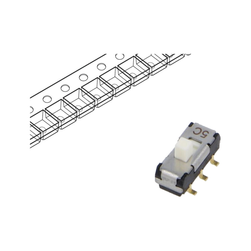 Comutator: glisant; Poz: 2; DPDT; 0,2A/12VDC; ON-ON; SMT; -40÷85°C Comutator: glisant; Poz: 2; DPDT; 0,2A/12VDC; ON-ON; SMT; -40÷85°C
