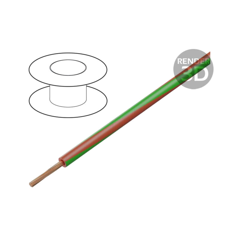 Cablu; FLRY-B; 1x2,5mm2; litat; Cu; PVC; roşu-verde; 60V; 100m
