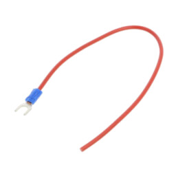 Cable: cable with crimped terminals; red; non-insulated; 250mm