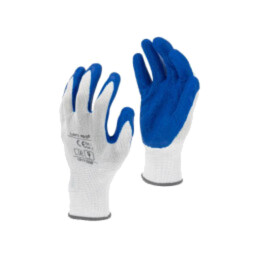Protective gloves; Size: 9; navy blue-white; latex,polyester; tag
