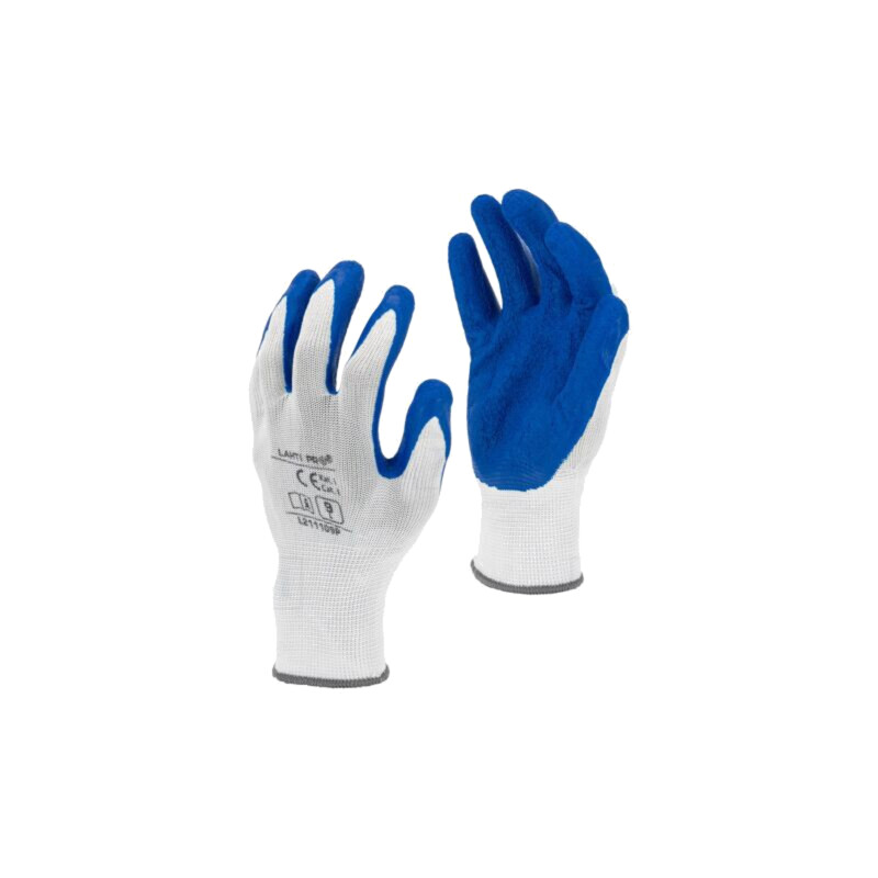 Protective gloves; Size: 9; navy blue-white; latex,polyester; tag Protective gloves; Size: 9; navy blue-white; latex,polyester; tag