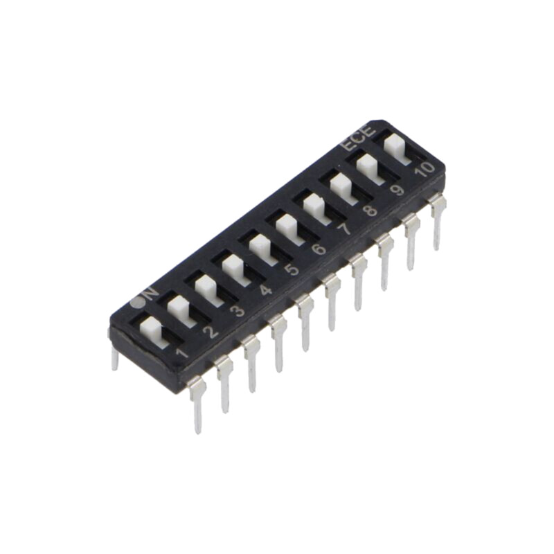 Comutator: DIP-SWITCH; Număr secţiuni: 10; OFF-ON; 0,025A/24VDC Comutator: DIP-SWITCH; Număr secţiuni: 10; OFF-ON; 0,025A/24VDC