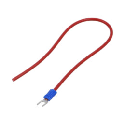Cable: cable with crimped terminals; red; non-insulated; 250mm