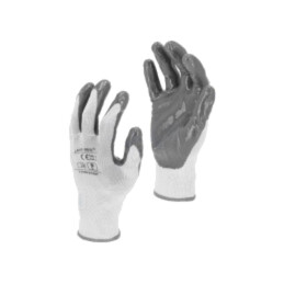 Mănuşi de protecţie; Dimensiune: 9; gri/alb; nitril,poliester