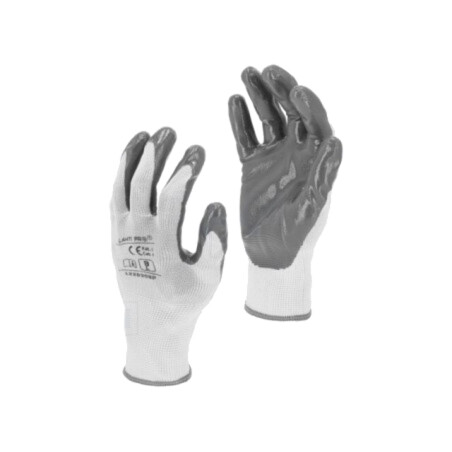 Mănuşi de protecţie; Dimensiune: 10; gri/alb; nitril,poliester