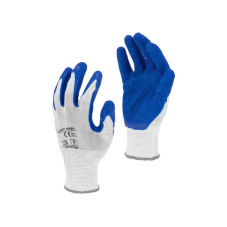 Mănuşi de protecţie; Dimensiune: 9; albastru/alb; agăţătoare