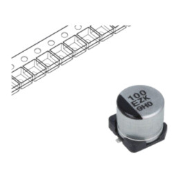 Condensator: hibrid; 100uF; 25VDC; SMD; ESR: 50mΩ; ZKU; ±20%; 4000h