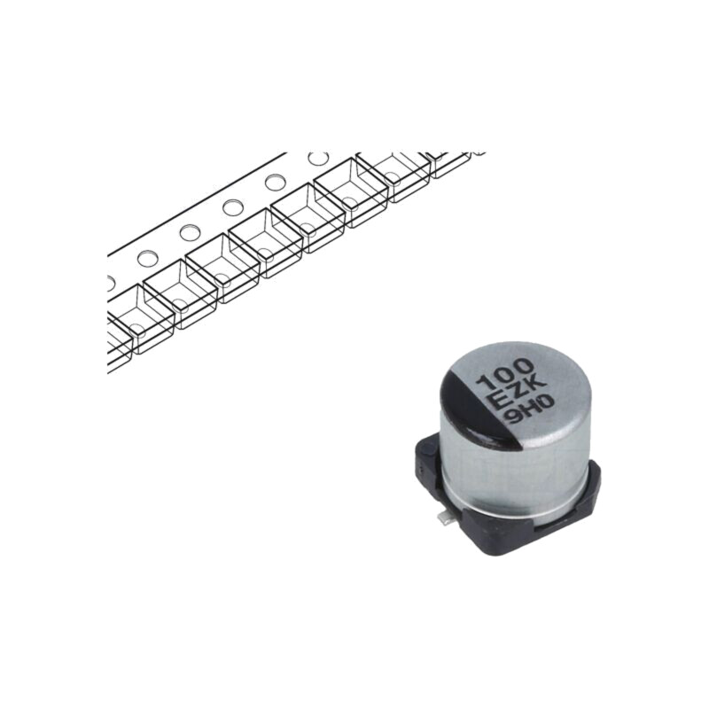 Condensator: hibrid; 100uF; 25VDC; SMD; ESR: 50mΩ; ZKU; ±20%; 4000h Condensator: hibrid; 100uF; 25VDC; SMD; ESR: 50mΩ; ZKU; ±20%; 4000h