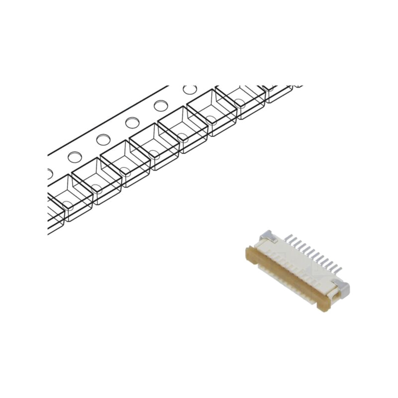 Conector: FFC/FPC; SMT; 50V; 500mA; Easy-On; PIN: 12; Mat: poliamidă Conector: FFC/FPC; SMT; 50V; 500mA; Easy-On; PIN: 12; Mat: poliamidă
