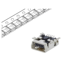 Conector: USB B mini; soclu; SMT; PIN: 5; orizontală
