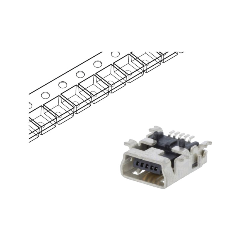 Conector: USB B mini; soclu; SMT; PIN: 5; orizontală Conector: USB B mini; soclu; SMT; PIN: 5; orizontală