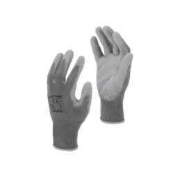 Mănuşi de protecţie; Dimensiune: 9; gri; poliester,PU; agăţătoare