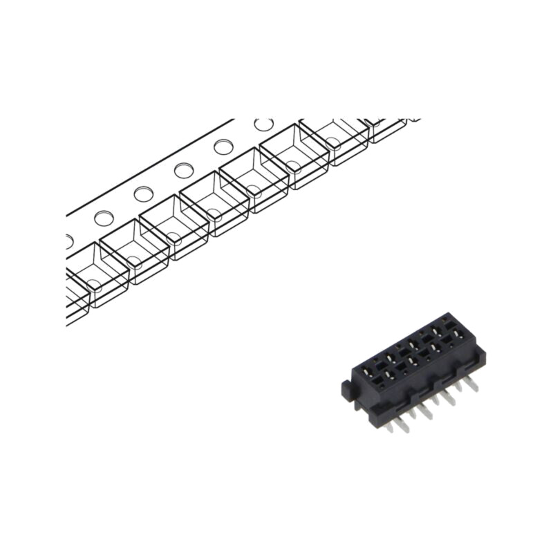 Conector: Micro-MaTch; soclu; mamă; PIN: 8; drept; SMT; pentru PCB Conector: Micro-MaTch; soclu; mamă; PIN: 8; drept; SMT; pentru PCB