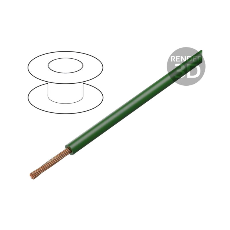 Cablu; H05V-K,LgY; litat; Cu; 1mm2; PVC; verde închis; 300V,500V