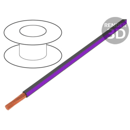 Cablu; H05V-K,LgY; litat; Cu; 1mm2; PVC; gri-violet; 300V,500V; 100m
