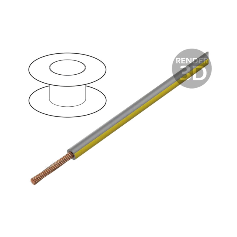 Cablu; H05V-K,LgY; litat; Cu; 1mm2; PVC; gri-galben; 300V,500V; 100m