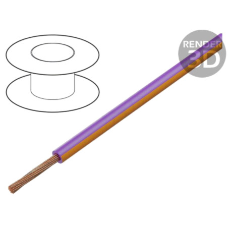 Cablu; H05V-K,LgY; litat; Cu; 1mm2; PVC; violet-portocaliu; 100m