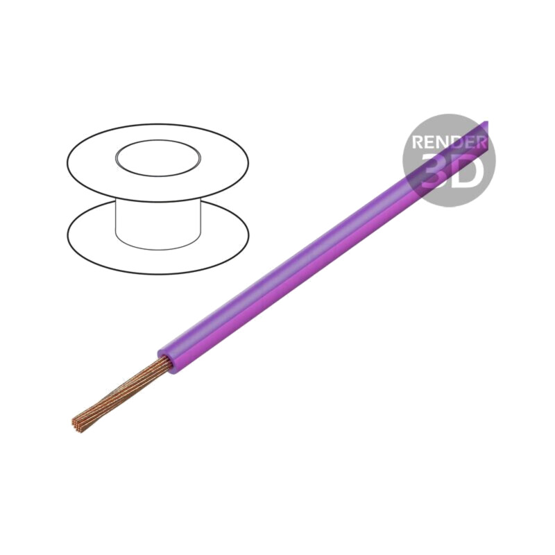 Cablu; H05V-K,LgY; litat; Cu; 1mm2; PVC; violet-roz; 300V,500V; 100m