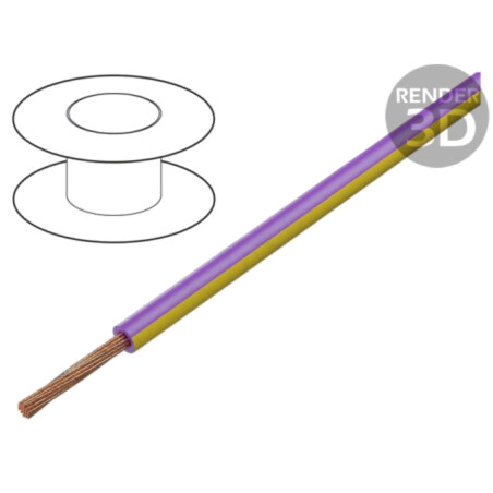Cablu; H05V-K,LgY; litat; Cu; 1mm2; PVC; violet-galben; 300V,500V