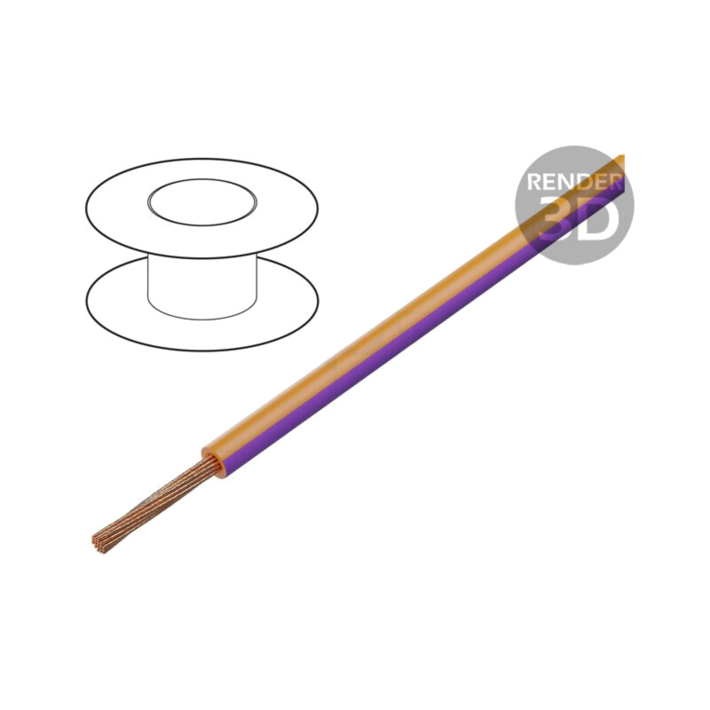 Cablu; H05V-K,LgY; litat; Cu; 1mm2; PVC; portocaliu-violet; 100m
