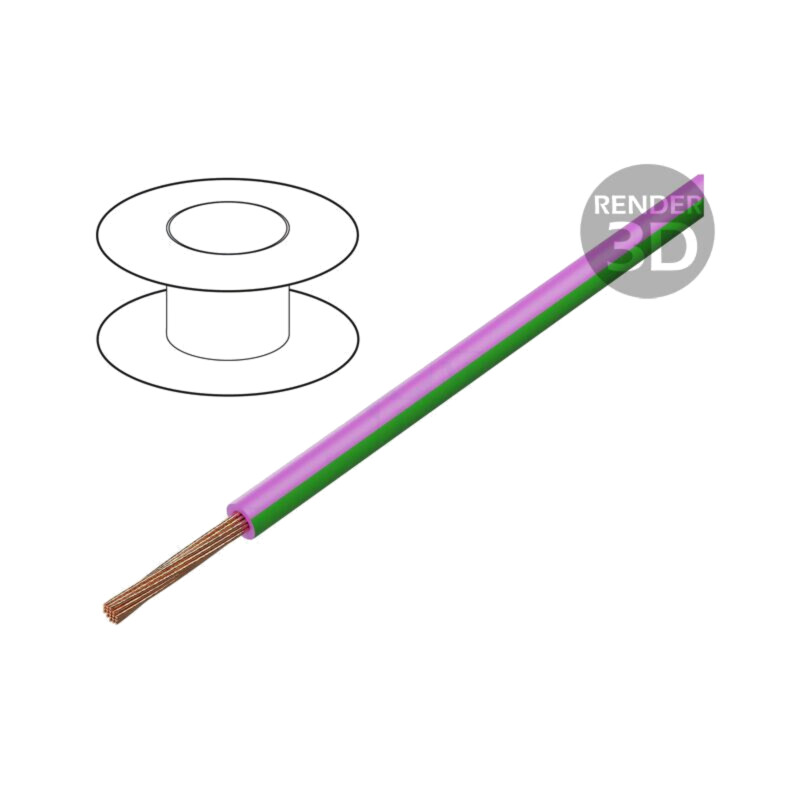 Cablu; H05V-K,LgY; litat; Cu; 1mm2; PVC; roz-verde; 300V,500V; 100m Cablu; H05V-K,LgY; litat; Cu; 1mm2; PVC; roz-verde; 300V,500V; 100m
