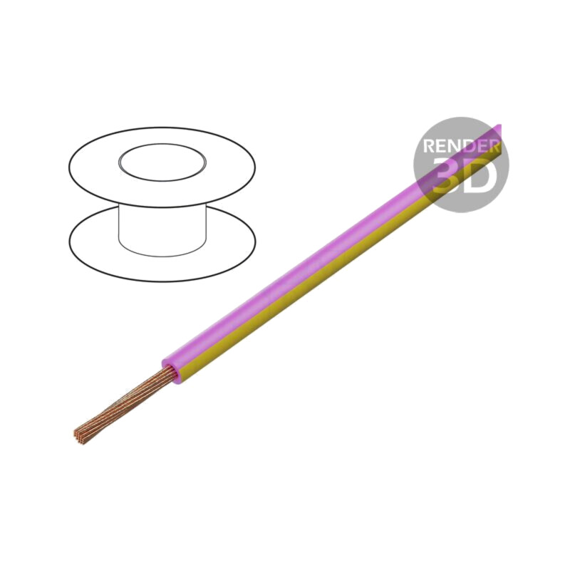 Cablu; H05V-K,LgY; litat; Cu; 1mm2; PVC; roz-galben; 300V,500V; 100m