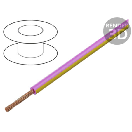 Cablu; H05V-K,LgY; litat; Cu; 1mm2; PVC; roz-galben; 300V,500V; 100m