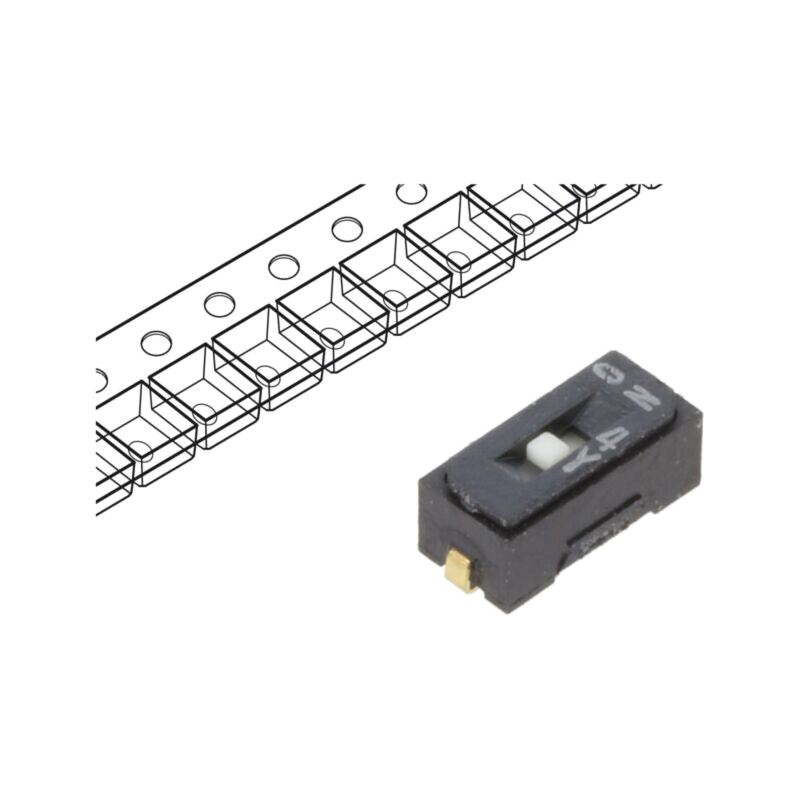 Comutator: DIP-SWITCH; Număr secţiuni: 1; OFF-ON; 0,1A/6VDC; SMT