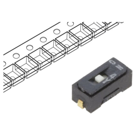 Comutator: DIP-SWITCH; Număr secţiuni: 1; OFF-ON; 0,1A/6VDC; SMT