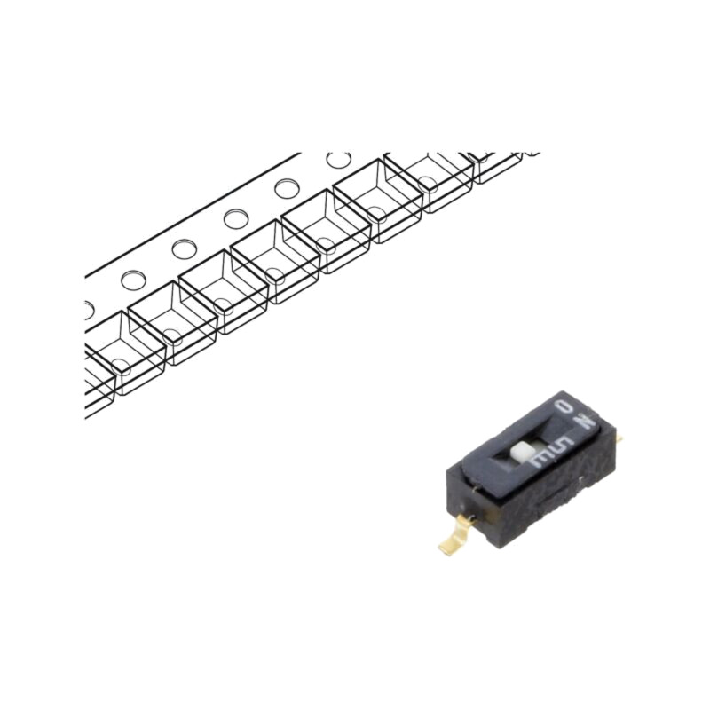 Comutator: DIP-SWITCH; Număr secţiuni: 1; OFF-ON; 0,1A/6VDC; SMT