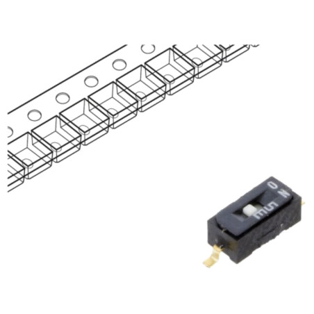 Comutator: DIP-SWITCH; Număr secţiuni: 1; OFF-ON; 0,1A/6VDC; SMT