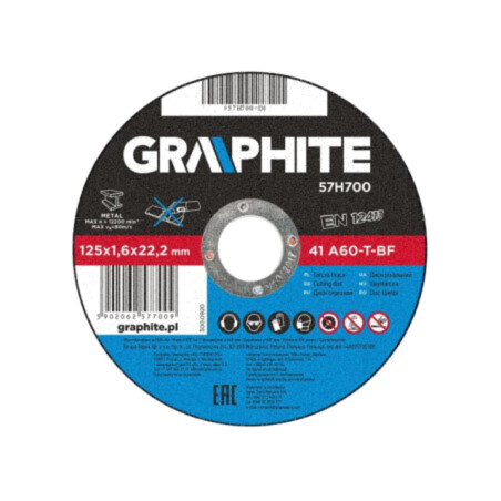 Disc de tăiere; Ø: 125mm; Øorif: 22,2mm; Gr.disc: 1,6mm