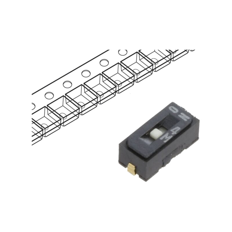 Comutator: DIP-SWITCH; Număr secţiuni: 1; OFF-ON; 0,1A/6VDC; SMT Comutator: DIP-SWITCH; Număr secţiuni: 1; OFF-ON; 0,1A/6VDC; SMT