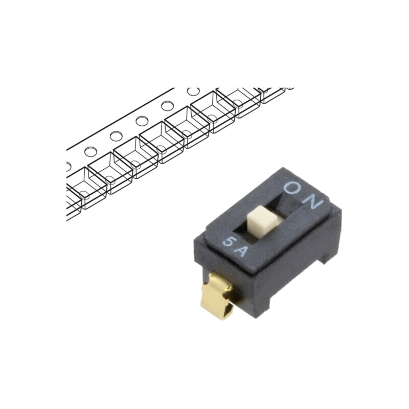 Comutator: DIP-SWITCH; Număr secţiuni: 1; OFF-ON; 100mA/6VDC; SMT Comutator: DIP-SWITCH; Număr secţiuni: 1; OFF-ON; 100mA/6VDC; SMT
