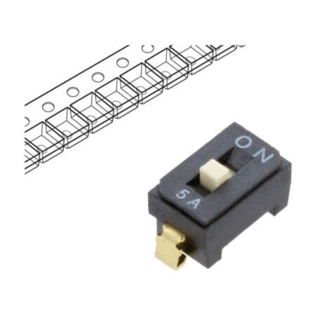Comutator: DIP-SWITCH; Număr secţiuni: 1; OFF-ON; 100mA/6VDC; SMT