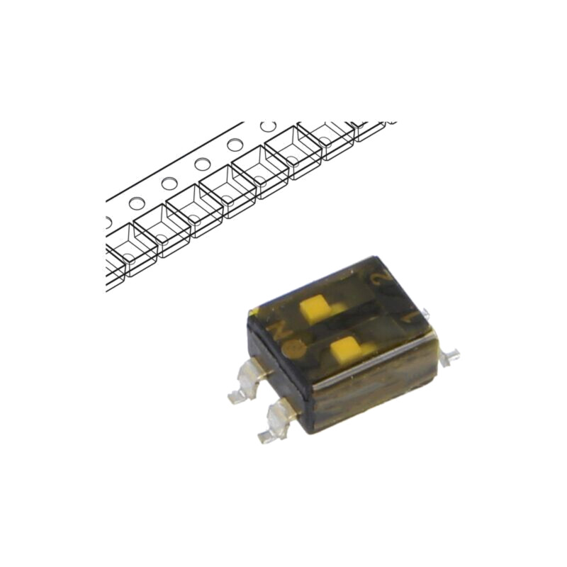 Comutator: DIP-SWITCH; Număr secţiuni: 2; OFF-ON; 0,025A/24VDC Comutator: DIP-SWITCH; Număr secţiuni: 2; OFF-ON; 0,025A/24VDC