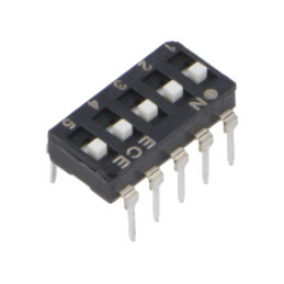 Comutator: DIP-SWITCH; Număr secţiuni: 5; OFF-ON; 0,025A/24VDC