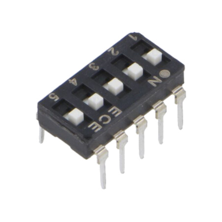 Comutator: DIP-SWITCH; Număr secţiuni: 5; OFF-ON; 0,025A/24VDC