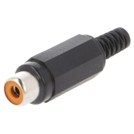 Conector: RCA; mufă; mamă; cu manşon; drept; lipire; nichelat