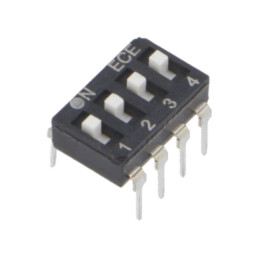 Comutator: DIP-SWITCH; Număr secţiuni: 4; OFF-ON; 0,025A/24VDC