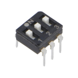 Comutator: DIP-SWITCH; Număr secţiuni: 3; OFF-ON; 0,025A/24VDC
