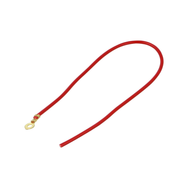 Cable: cable with crimped terminals; red; non-insulated,round Cable: cable with crimped terminals; red; non-insulated,round