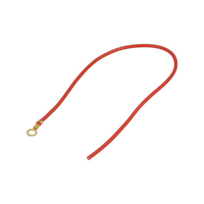 Cable: cable with crimped terminals; red; non-insulated,round Cable: cable with crimped terminals; red; non-insulated,round