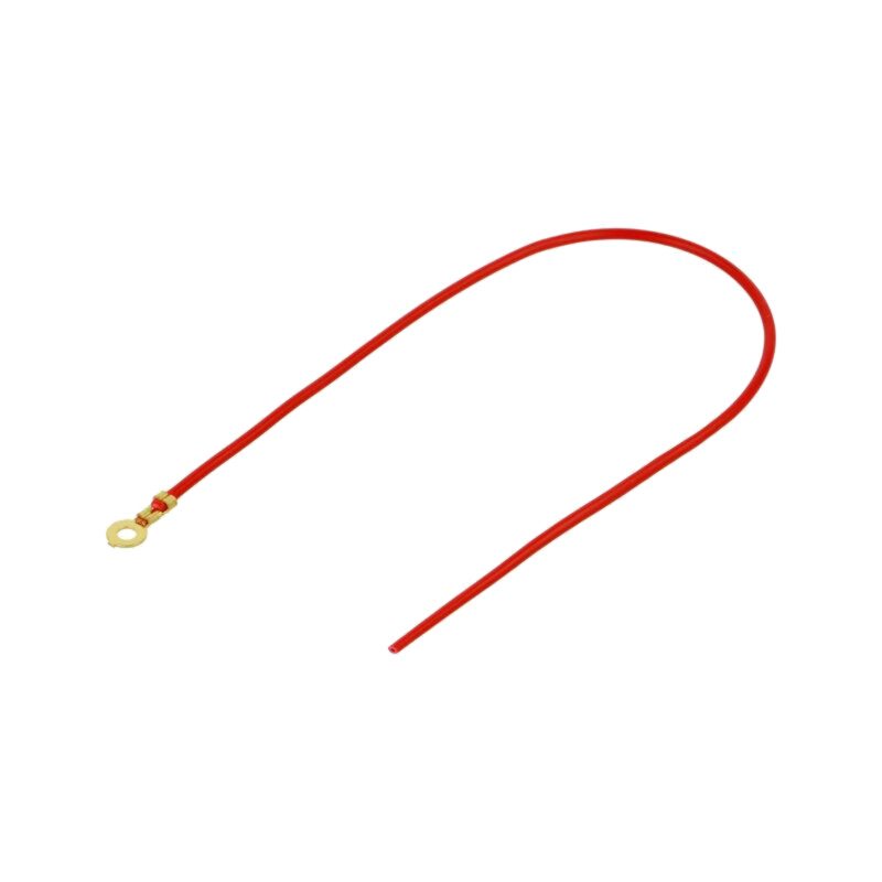 Cable: cable with crimped terminals; red; non-insulated,round Cable: cable with crimped terminals; red; non-insulated,round