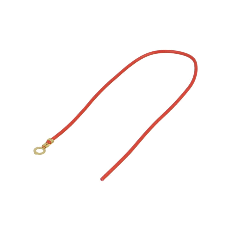 Cable: cable with crimped terminals; red; non-insulated,round Cable: cable with crimped terminals; red; non-insulated,round