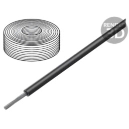 Cablu; SiFF; 1x0,25mm2; litat; Cu; silicon; negru; -60÷180°C; 500V