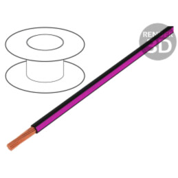 Cablu; H05V-K,LgY; litat; Cu; 0,35mm2; PVC; negru-roz; 300V,500V
