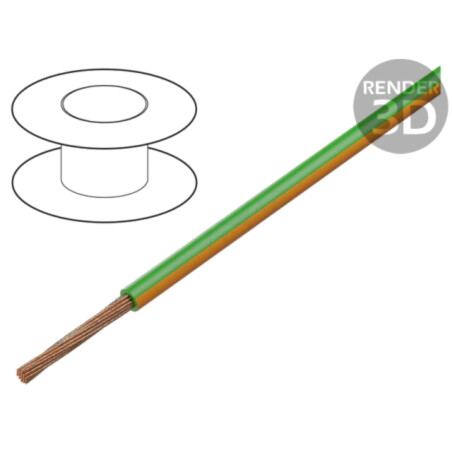 Cablu; H05V-K,LgY; litat; Cu; 0,35mm2; PVC; verde-portocaliu; 200m